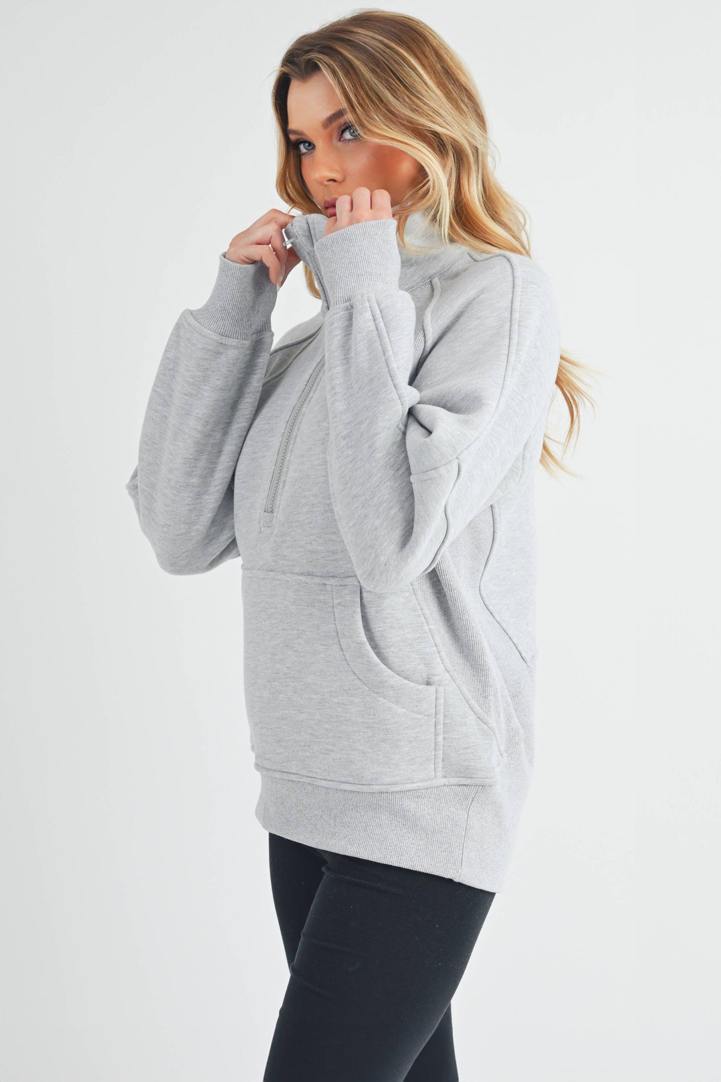 Long Dove Funnel Neck Half Zip