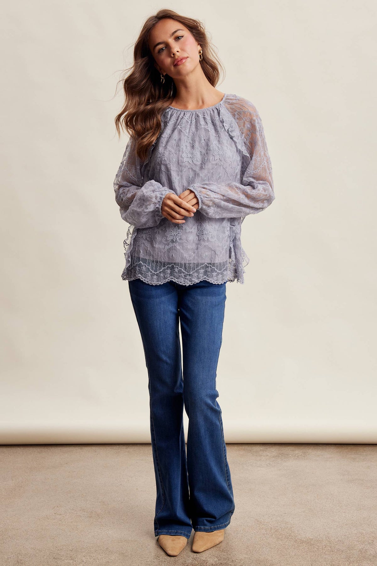 Bohemian Ruffled Lace Blouse
