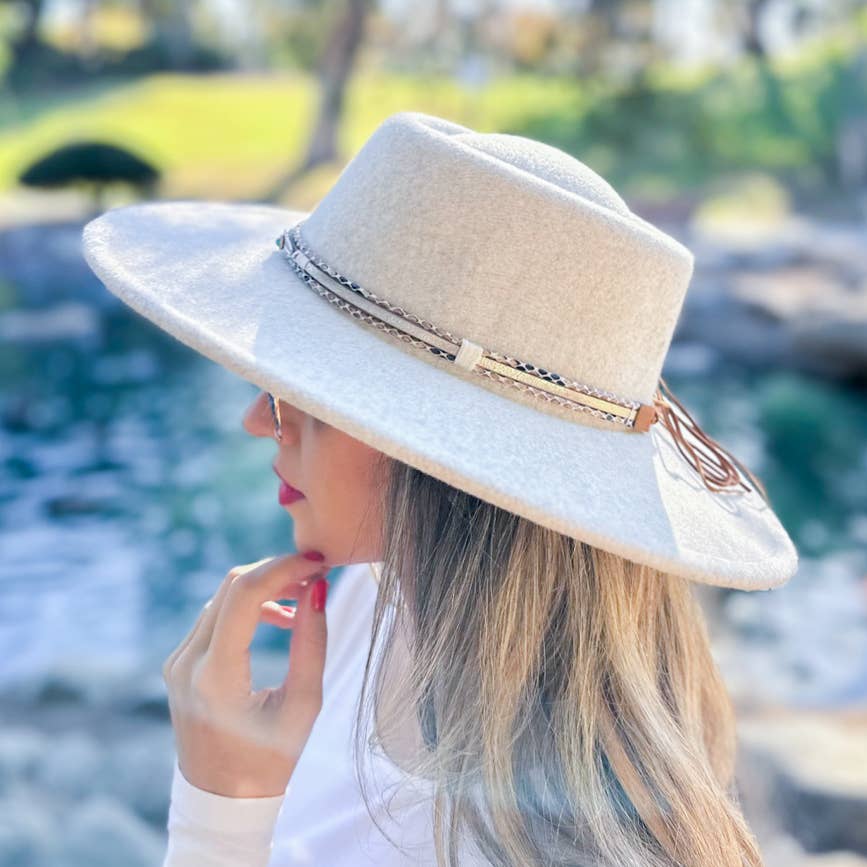 Faux Leather Trim Fedora