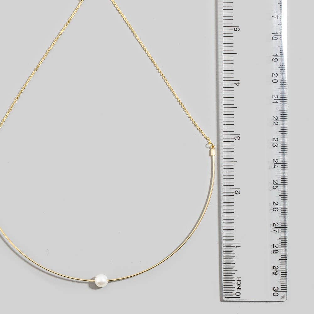Chain Wire Pearl Bead Choker Necklace