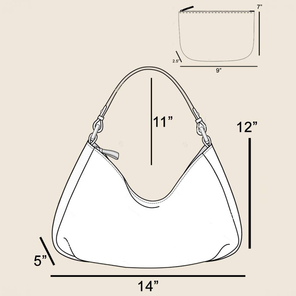 Layered Fringe Detail Suede Hobo Bag