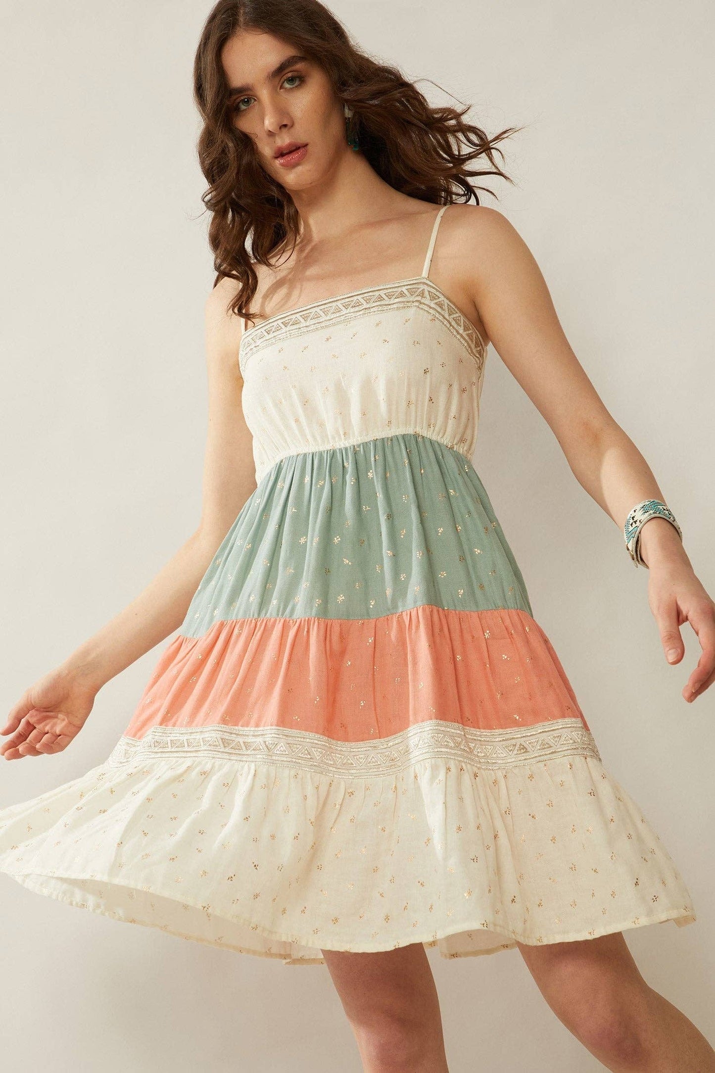 Color Stripe Babydoll Dress