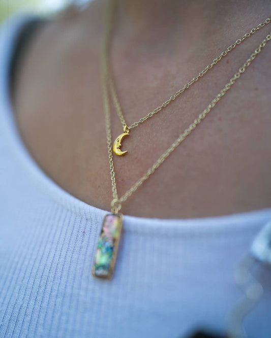 Abalone Shell Necklace 14k Gold Plated 