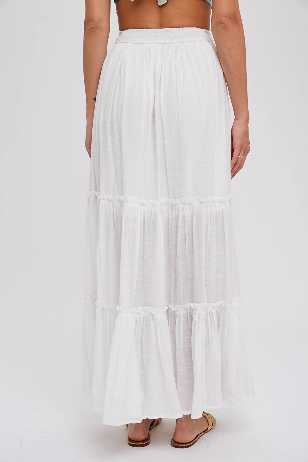 Tiered Ruffle Flowy Maxi Skirt