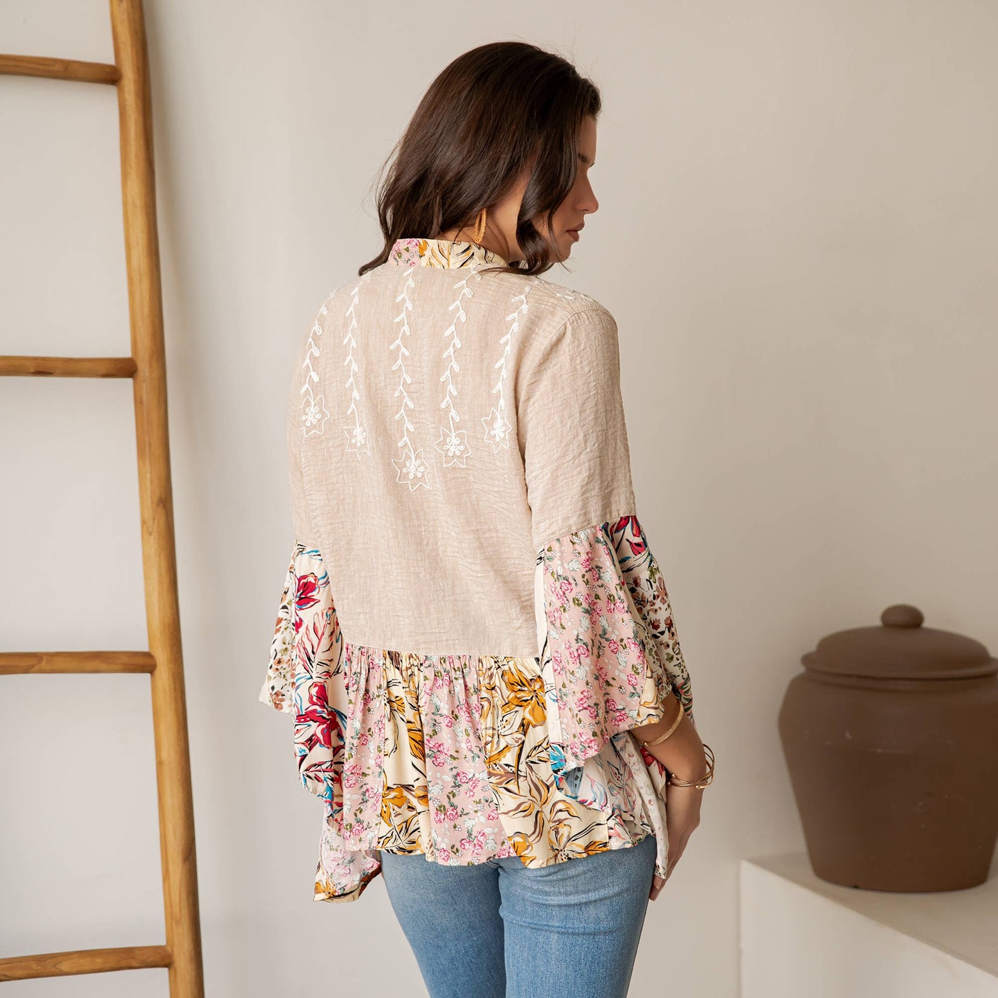 Boho Floral Embroidered Cardigan