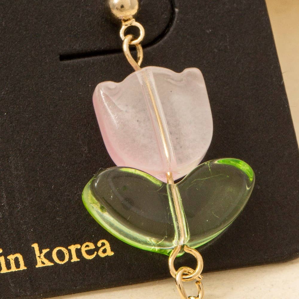 Acrylic Tulip Dangle Chain Earrings