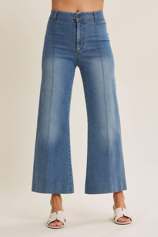 Stretchy Cropped Wide Leg Jeans