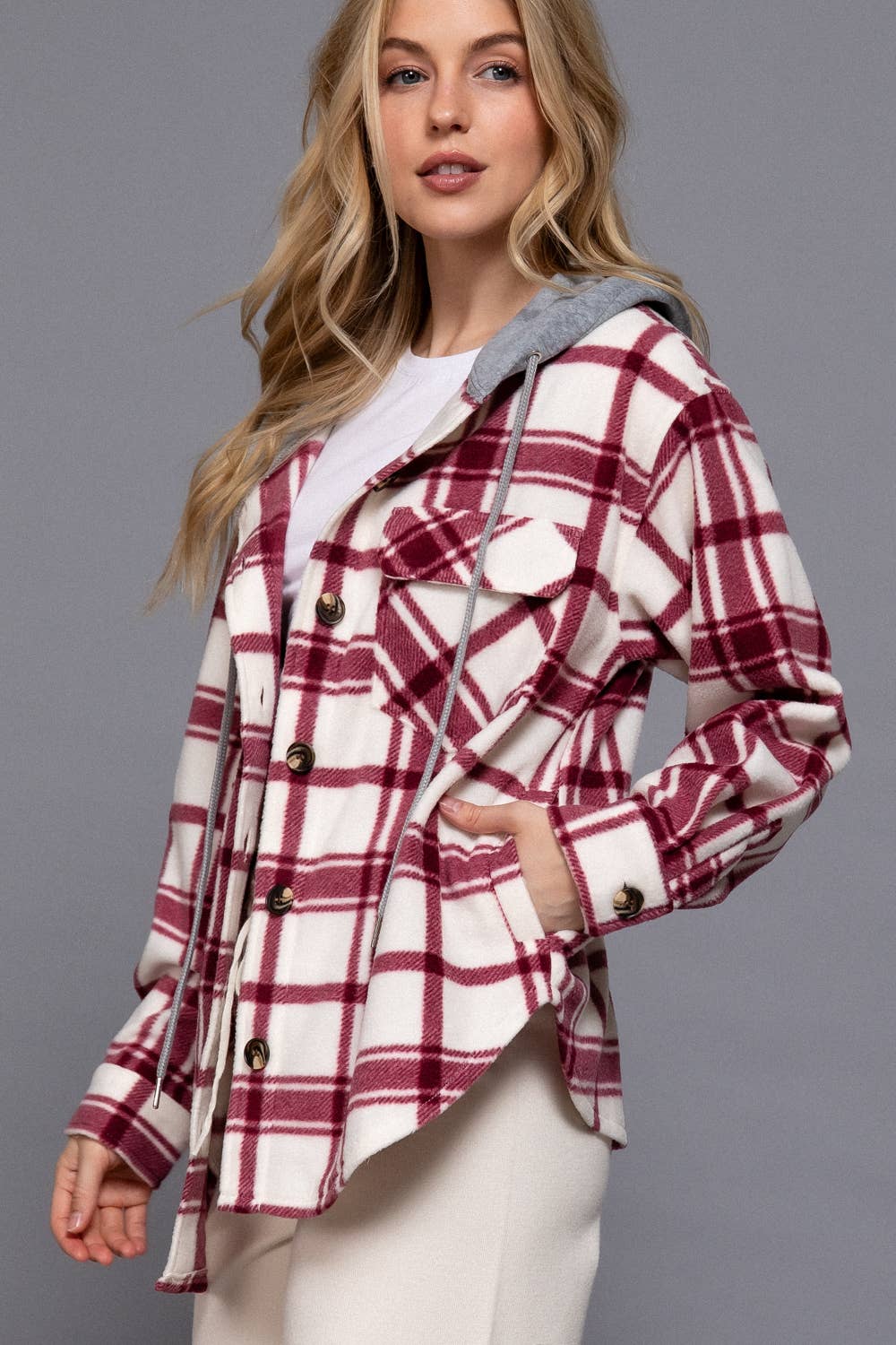 Plaid Hoodie Fleece Jacket
