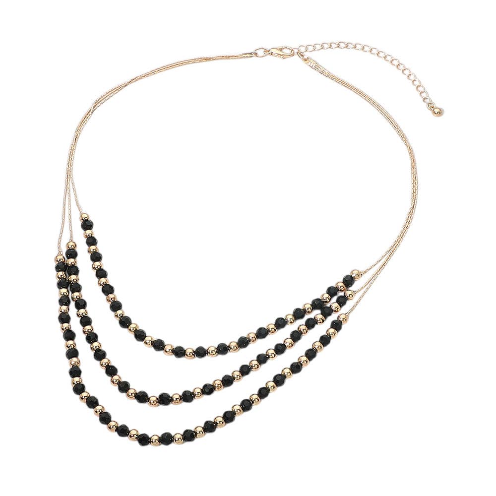 Layered Faceted Beaded Necklace