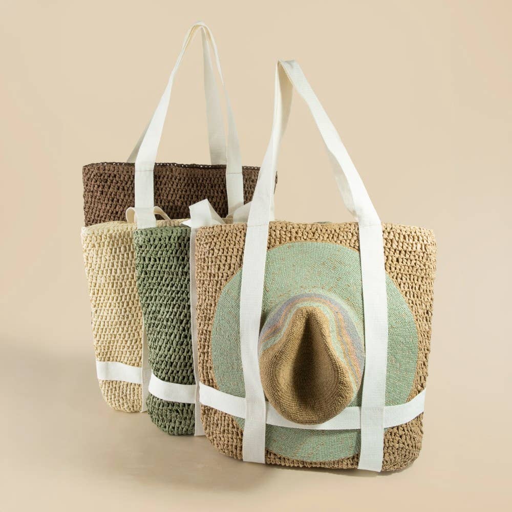 Straw Braided Hat Holder Tote Bag