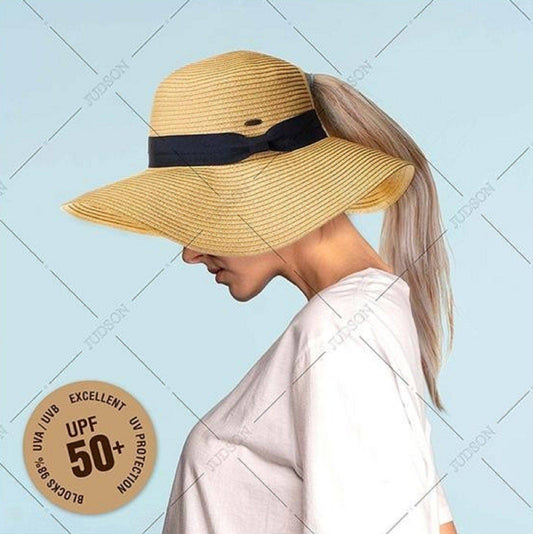 Floppy Wide Brim Hat With Ponytail Opening