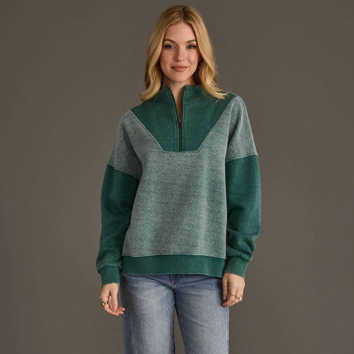 Evergreen Meadow Quarter Zip Sweatshirt