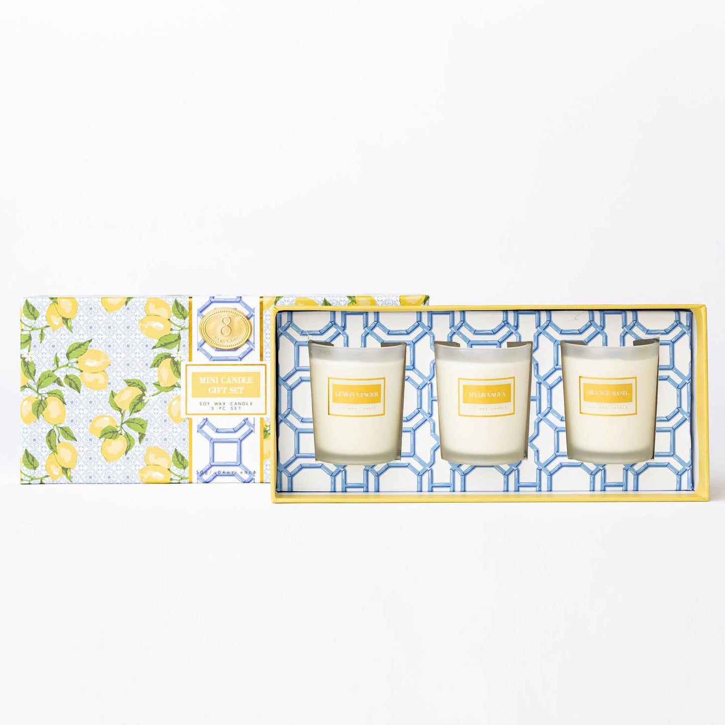 Lemon Trellis 3 Piece Assorted Candle Boxed Set