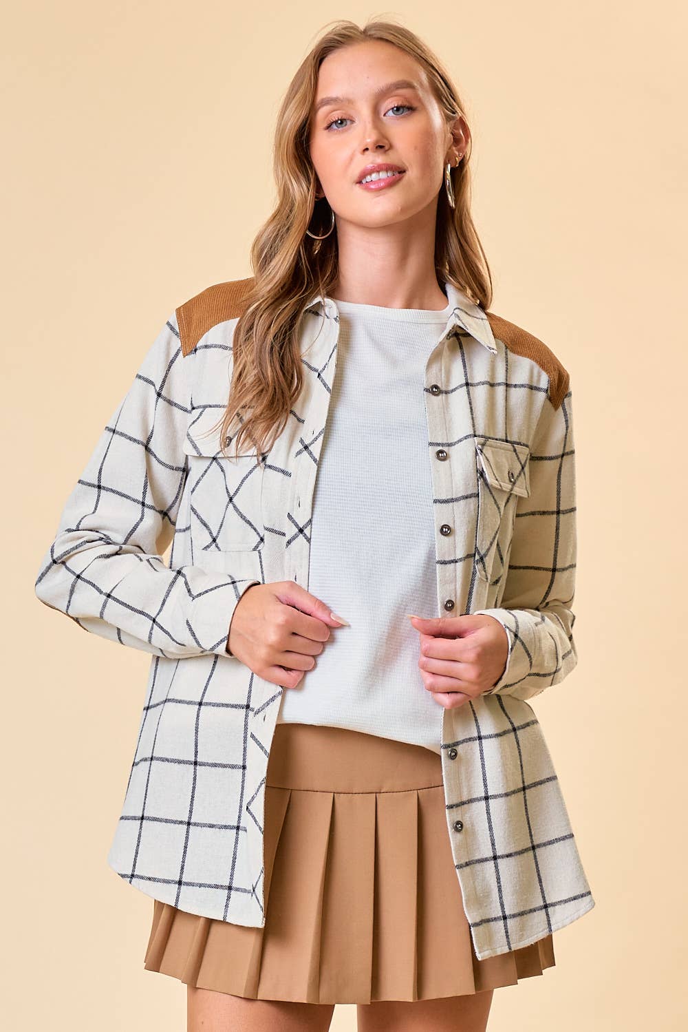 Oversized Plaid Shirt W/ Patch