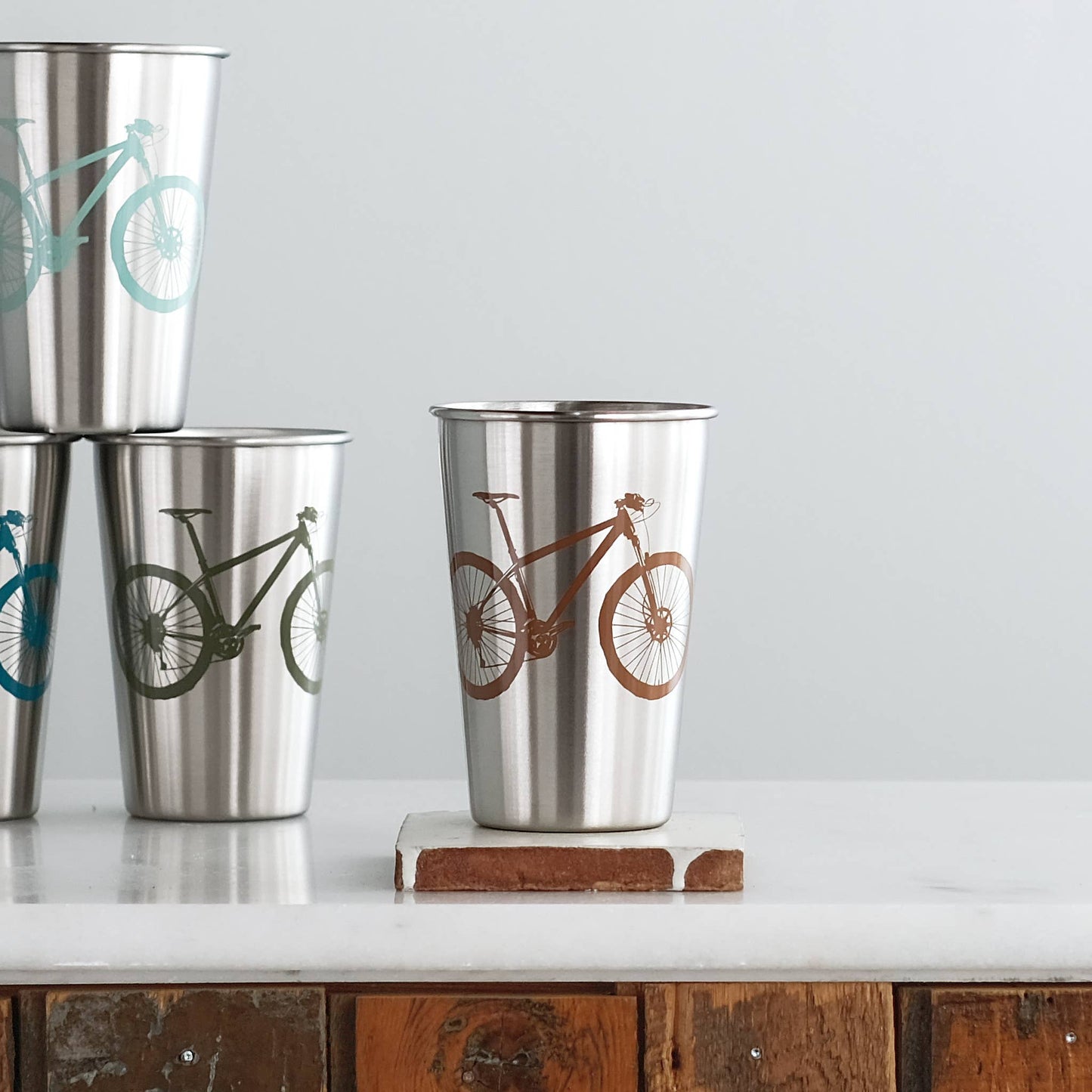 Mountain Bike Stainless Steel Pint Tumbler