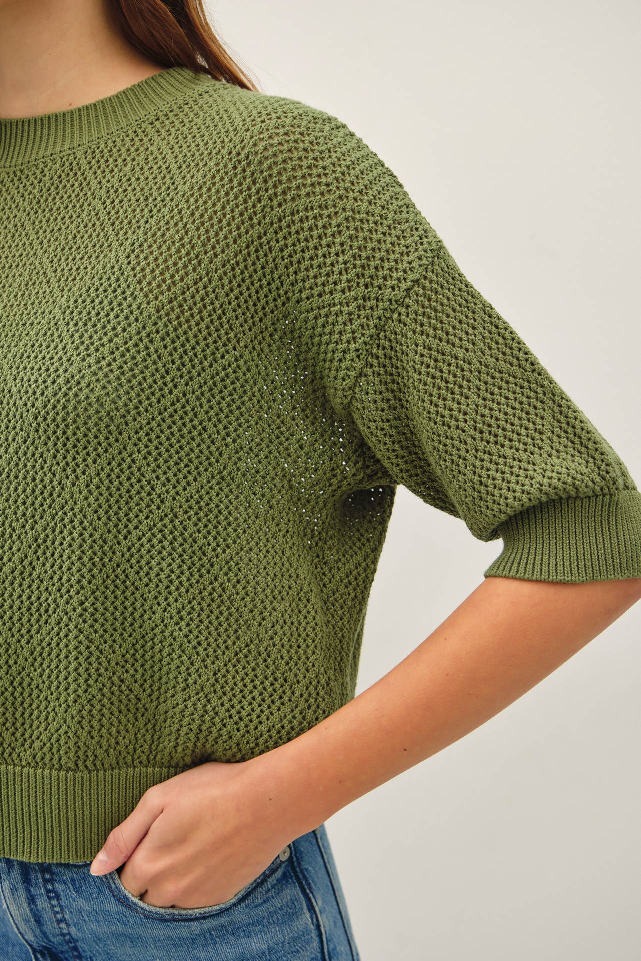 Diamond Stitch Crochet Sweater Blouse