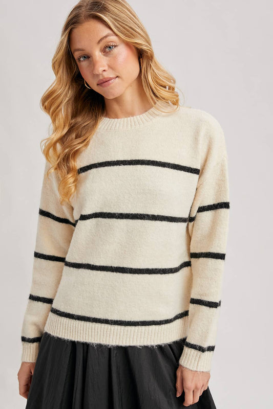Striped Fuzzy Knit Sweater