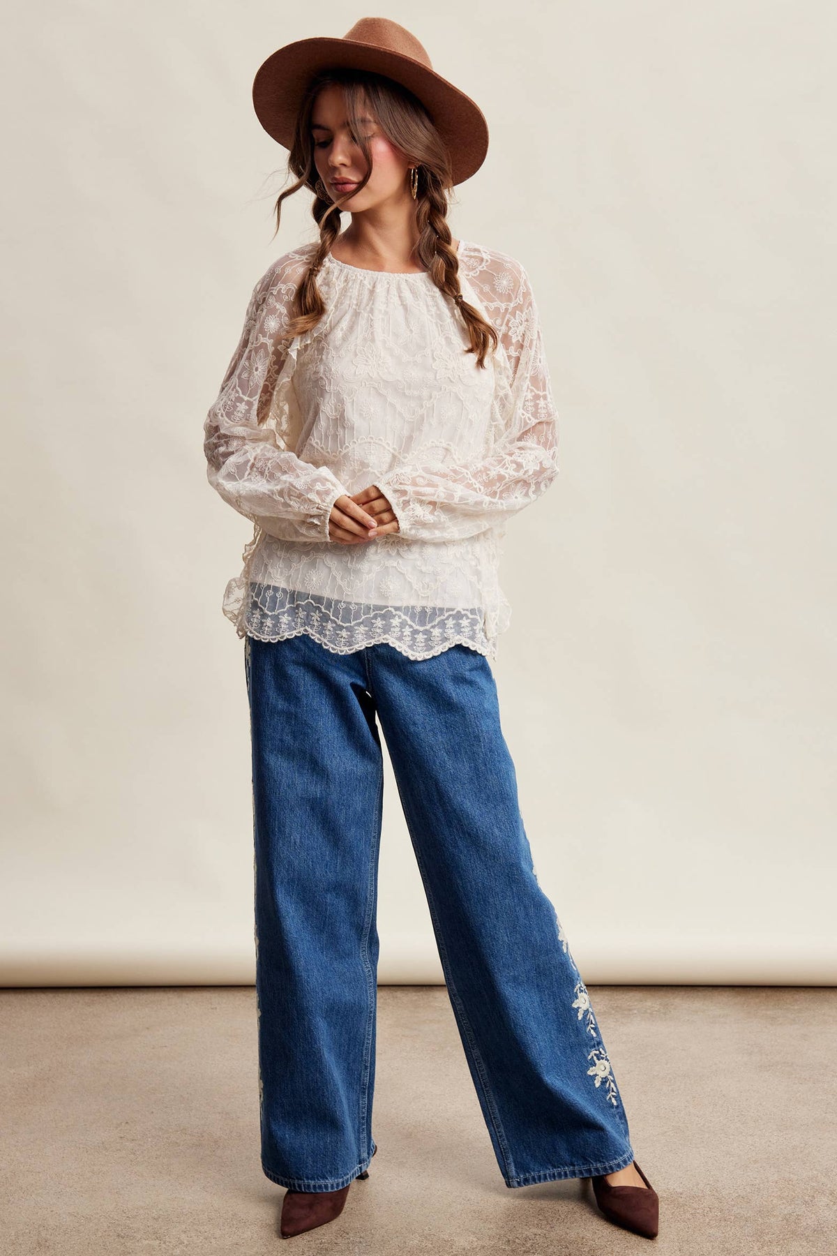 Bohemian Ruffled Lace Blouse