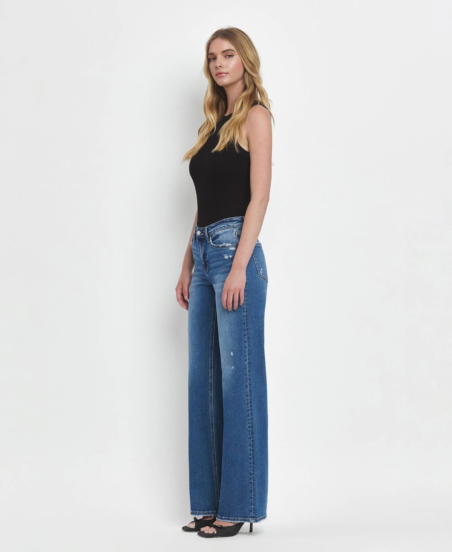 Mid Rise Wide Leg Jeans