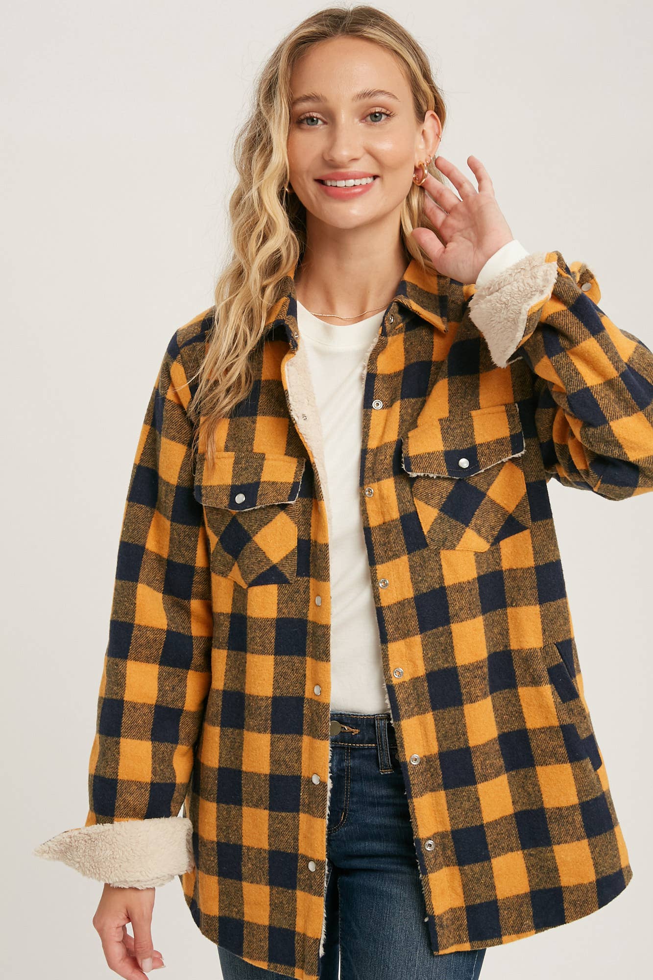 Buffalo Plaid Sherpa-Lined Shacket