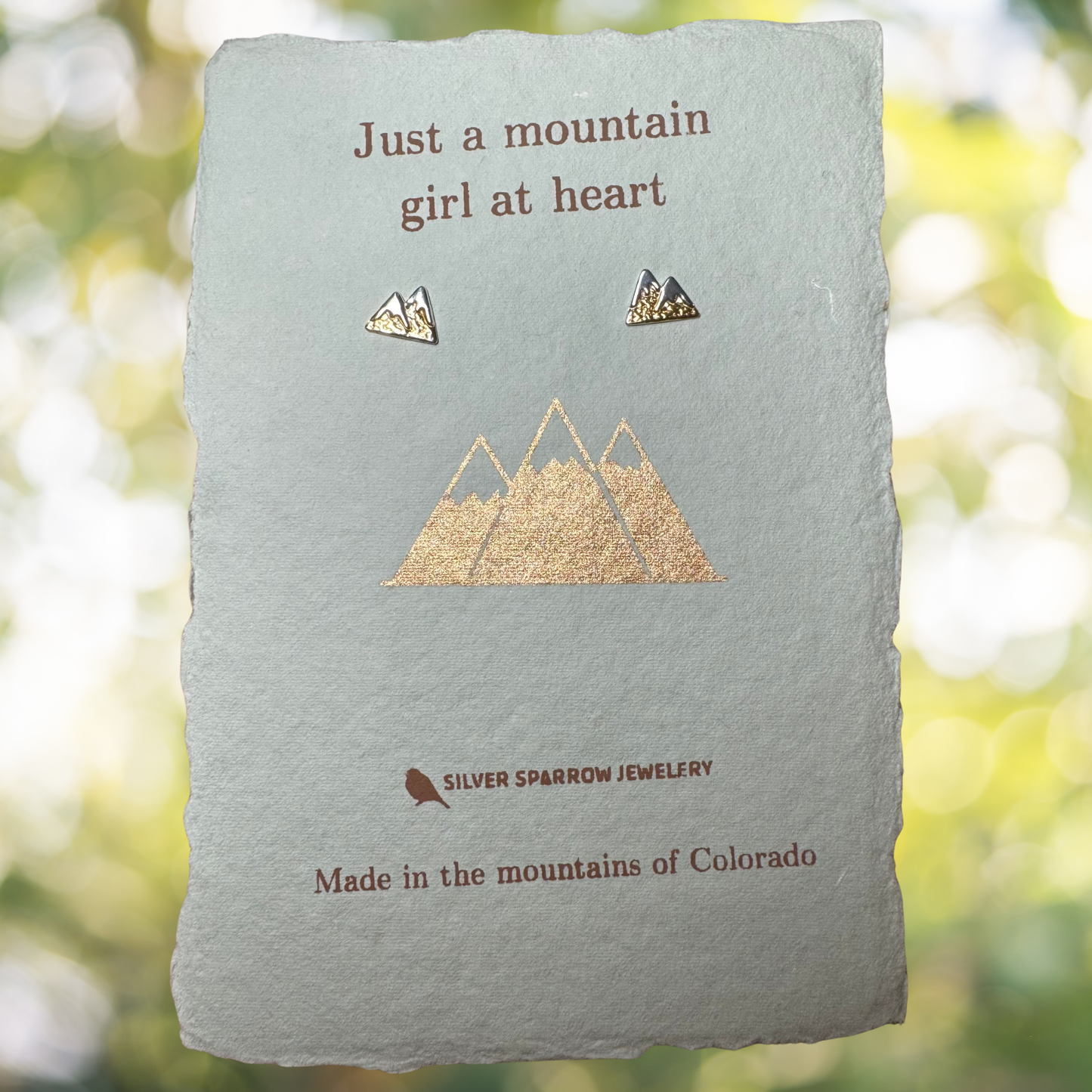 Sterling silver gold mountain stud earrings