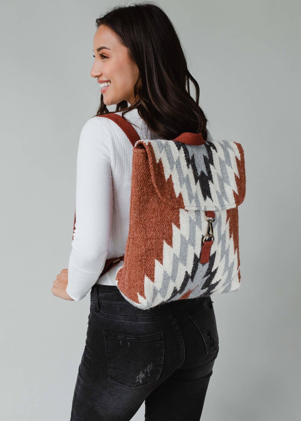 Rust, Cream & Gray Aztec Backpack