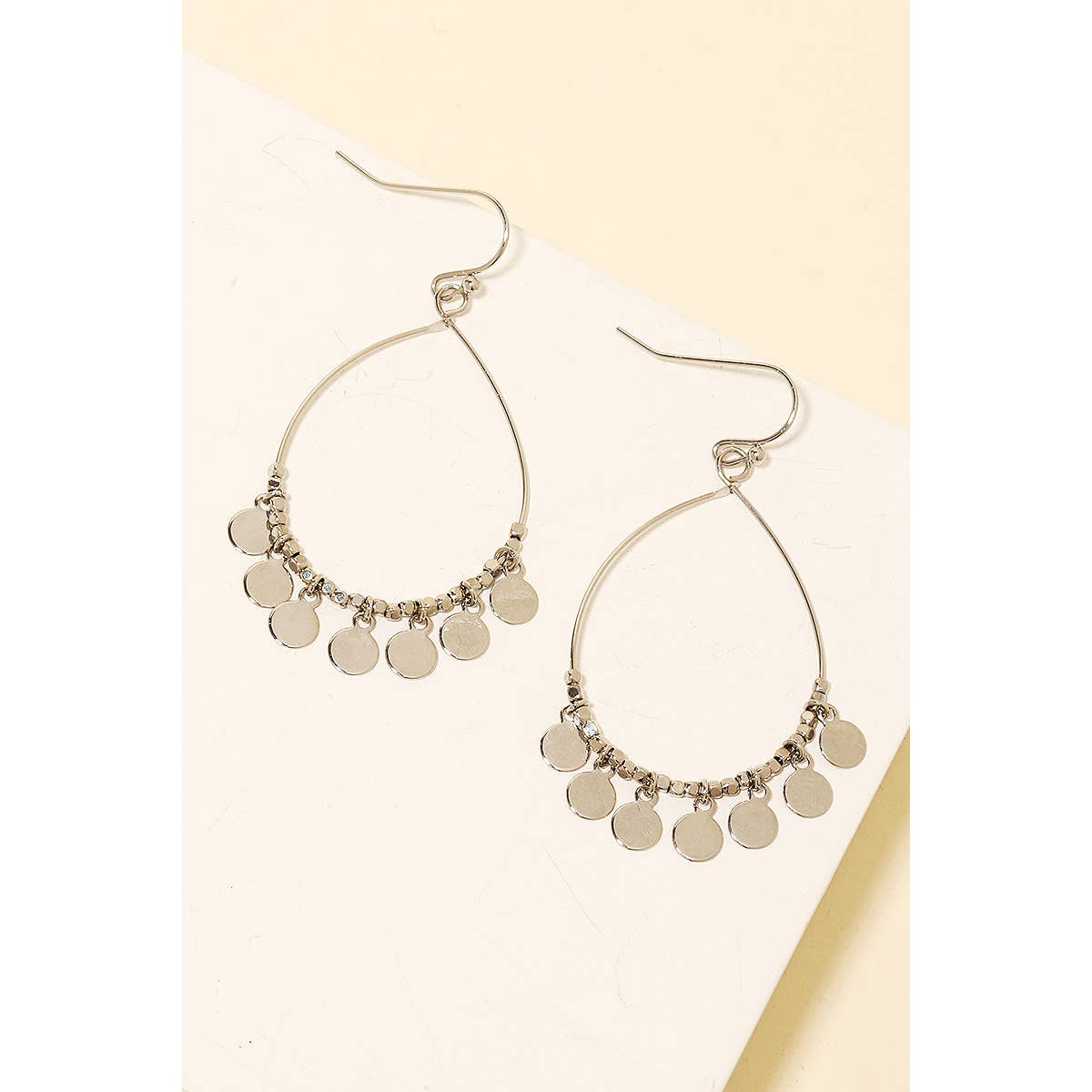 Coin Fringe Tear Drop Earrings