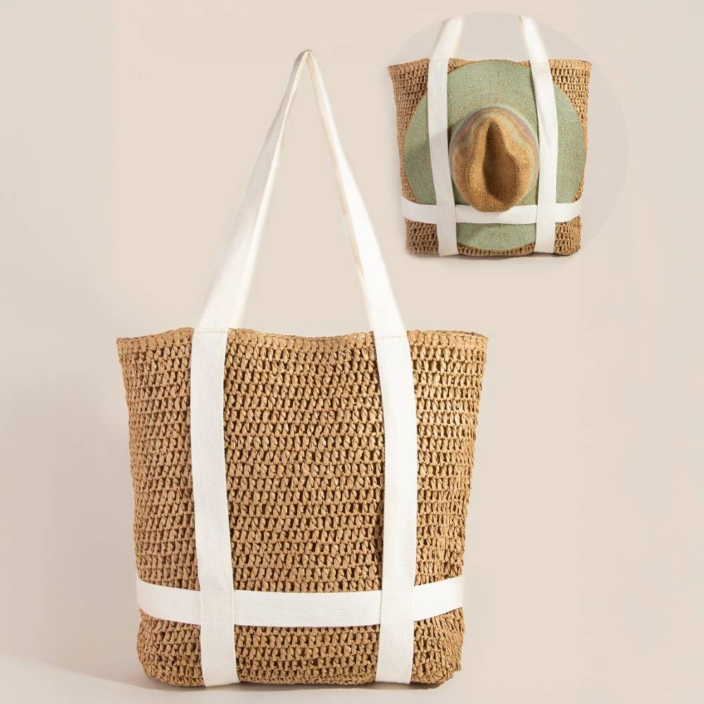 Straw Braided Hat Holder Tote Bag