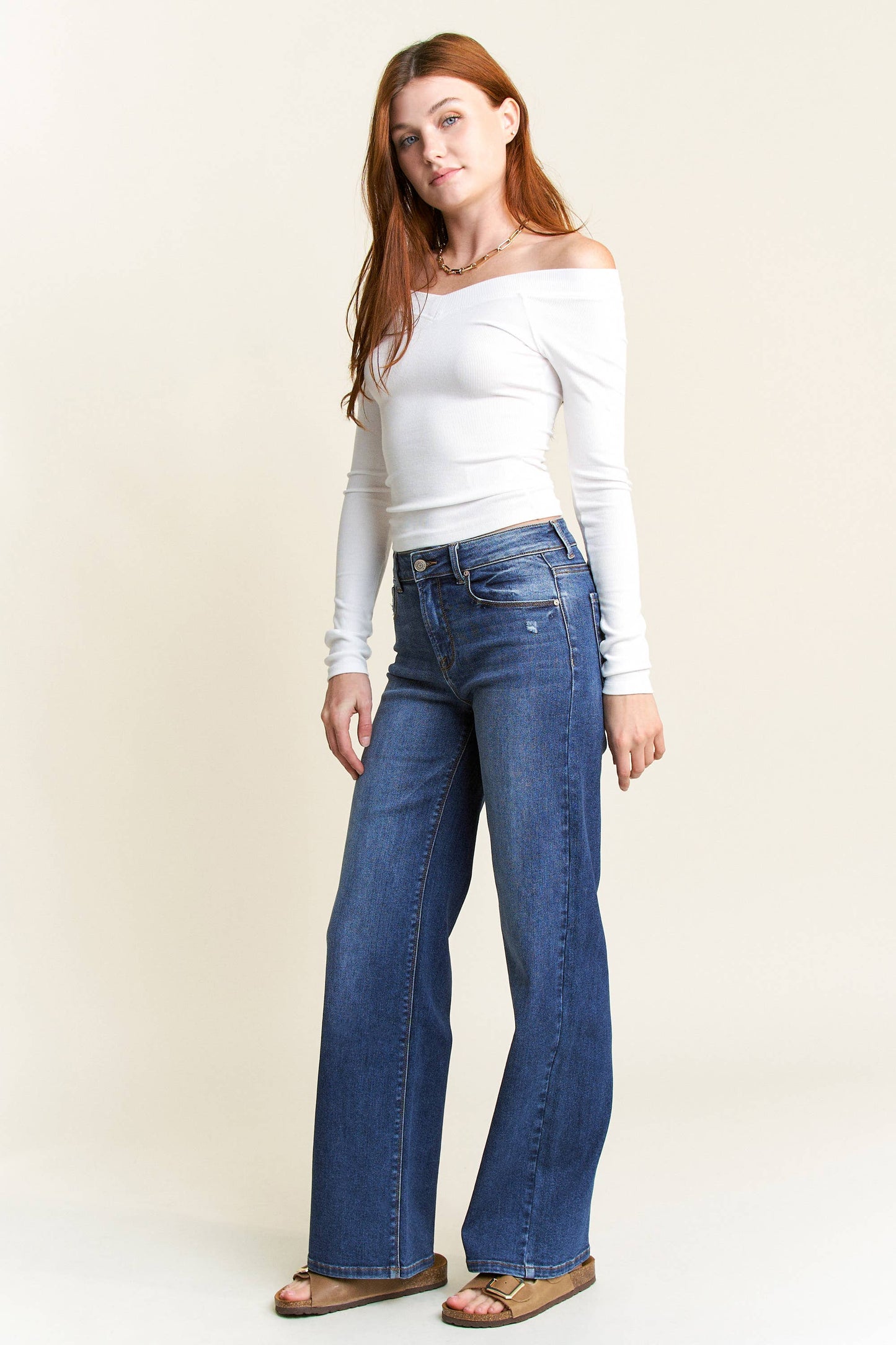 High Rise Wide Leg Jeans 32.5” Inseam