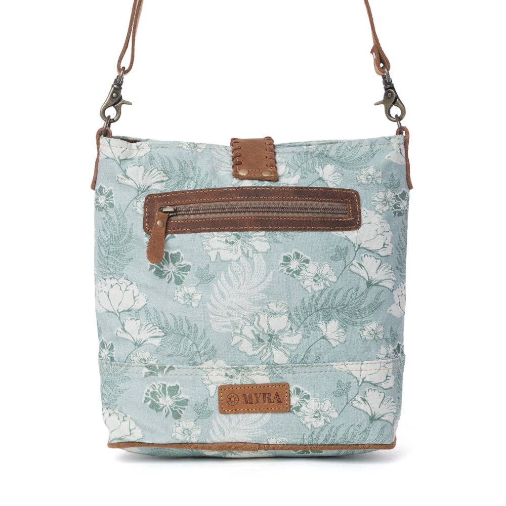 Sagefield Cotton & Leather Shoulder Bag in Mint Brown