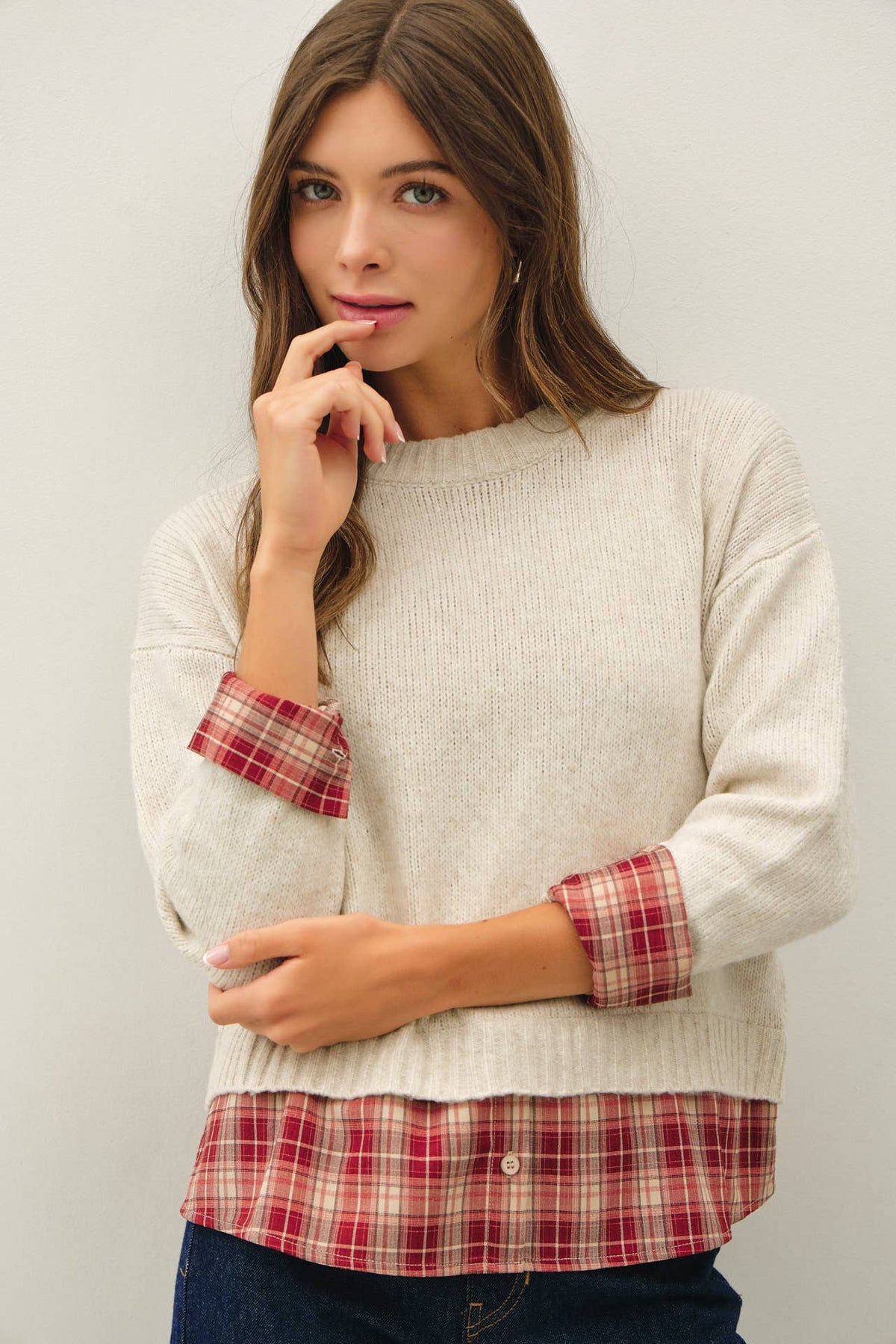 Fireside Layered Plaid Sweater
