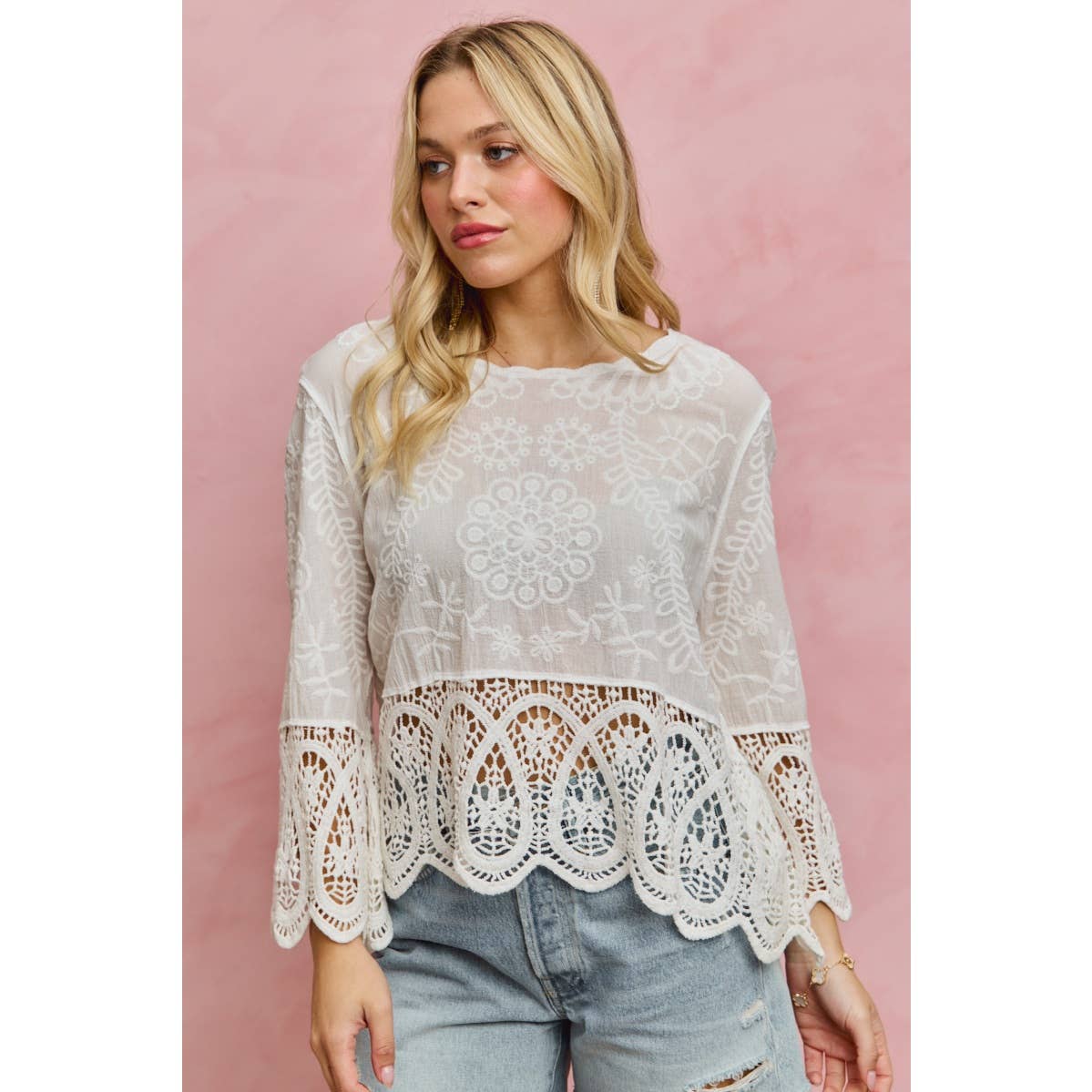Embroidered Crotchet Boho Top