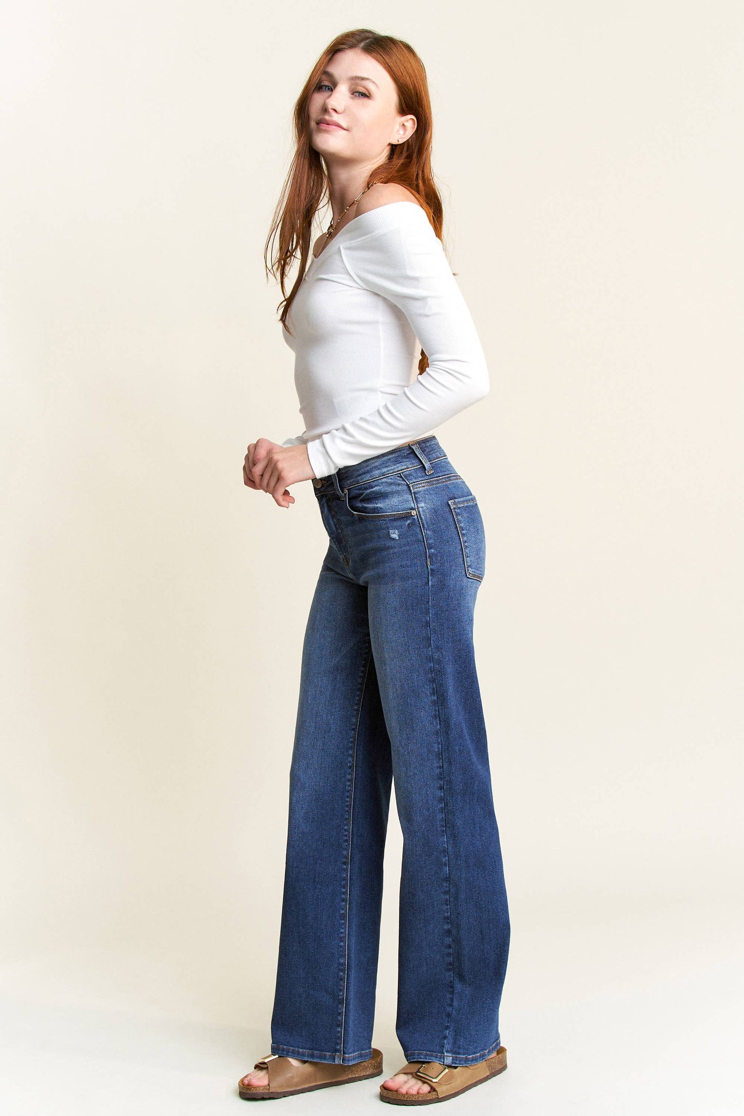 High Rise Wide Leg Jeans 32.5” Inseam