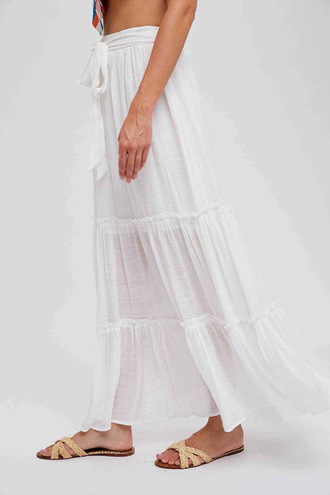 Tiered Ruffle Flowy Maxi Skirt