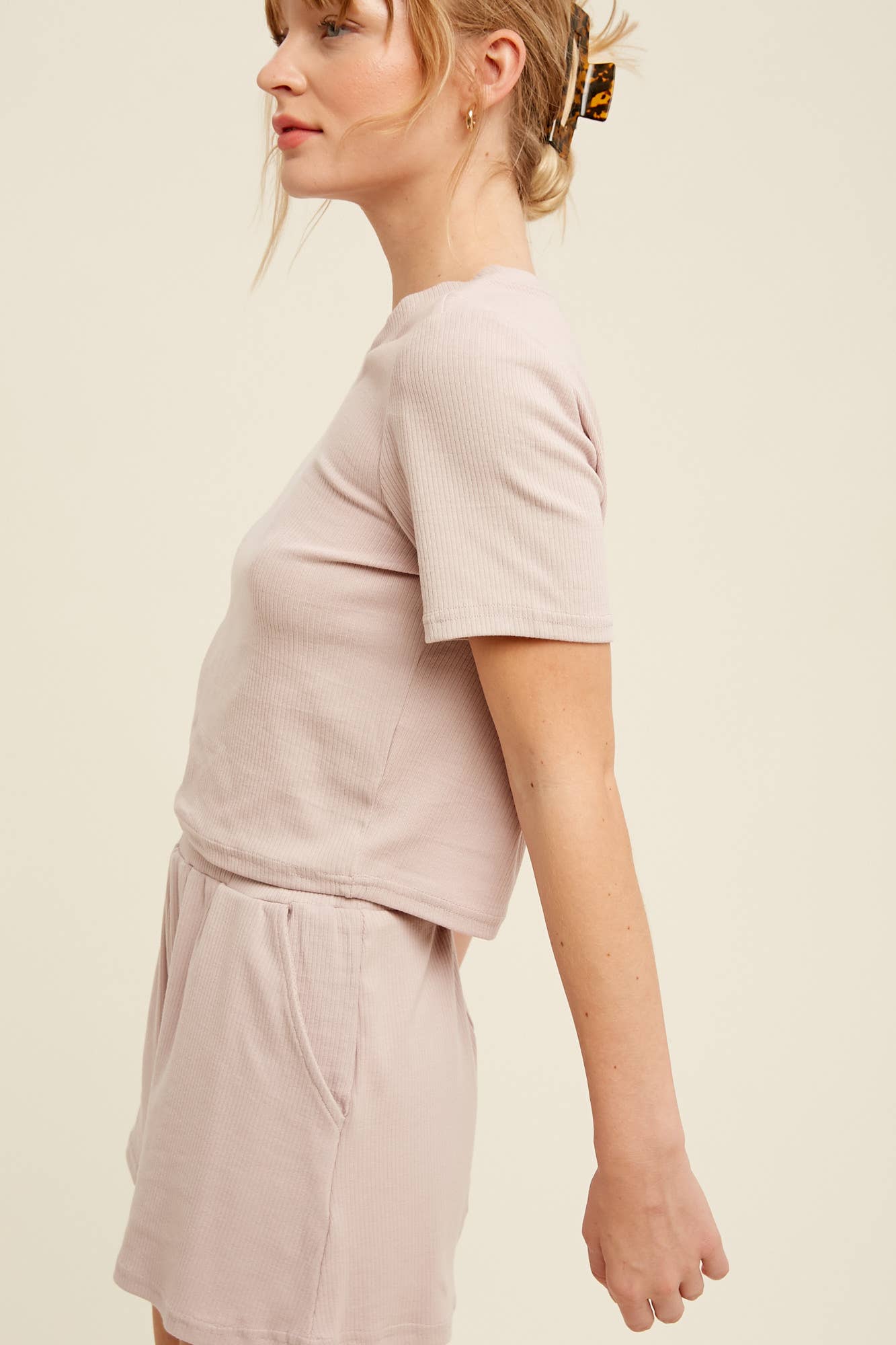 Ribbed T-Shirt and Shorts Lounge Set