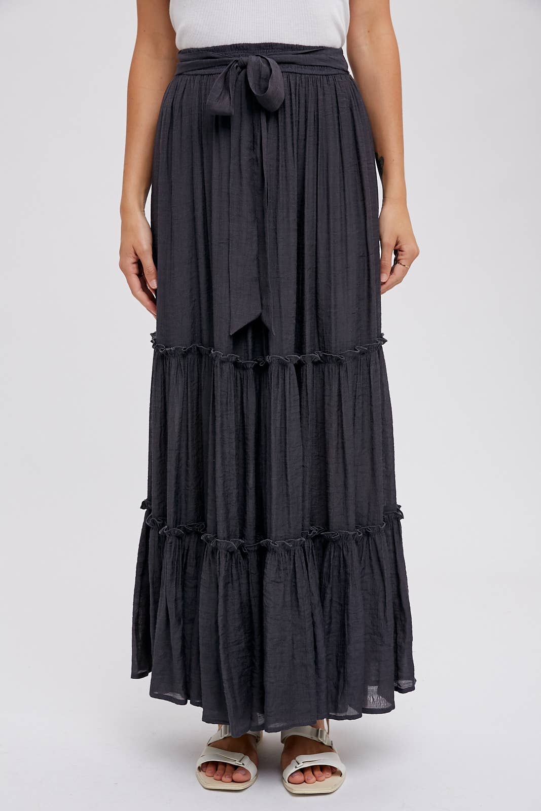 Tiered Ruffle Flowy Maxi Skirt