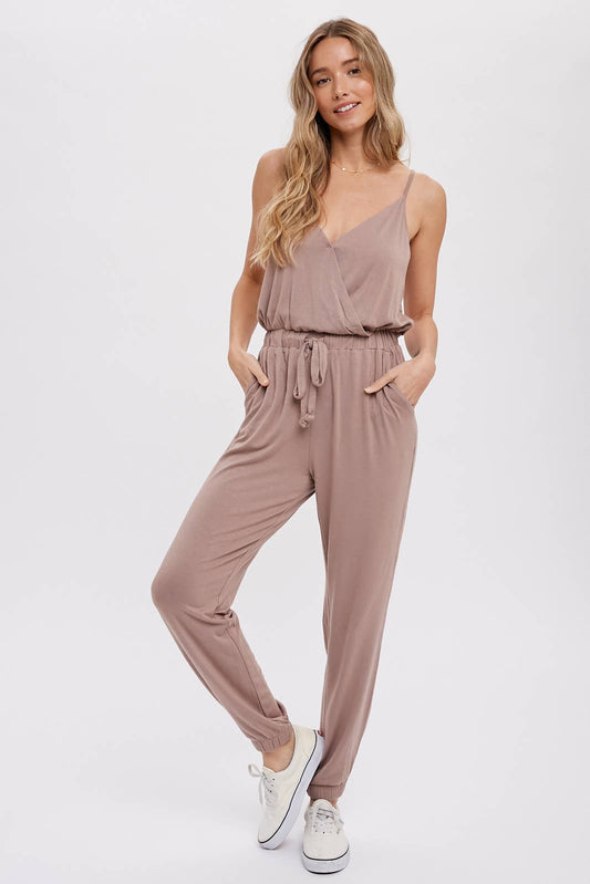 Surplice Casual Jersey Jumpsuit