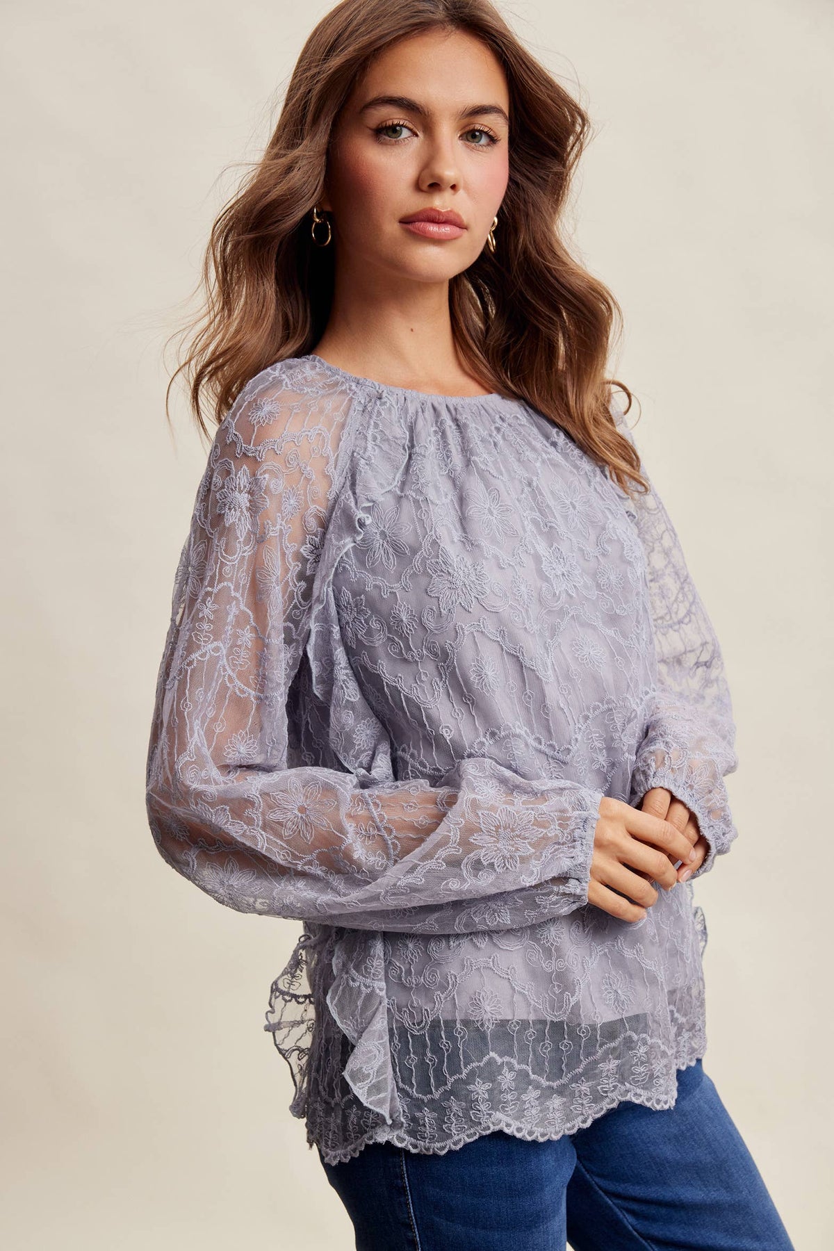 Bohemian Ruffled Lace Blouse