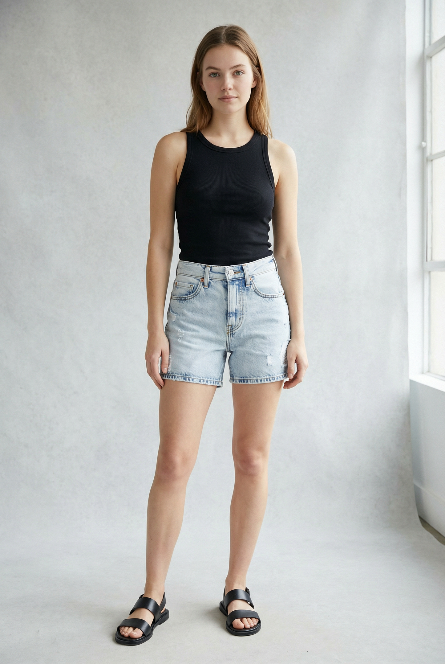 High Rise Midi Shorts