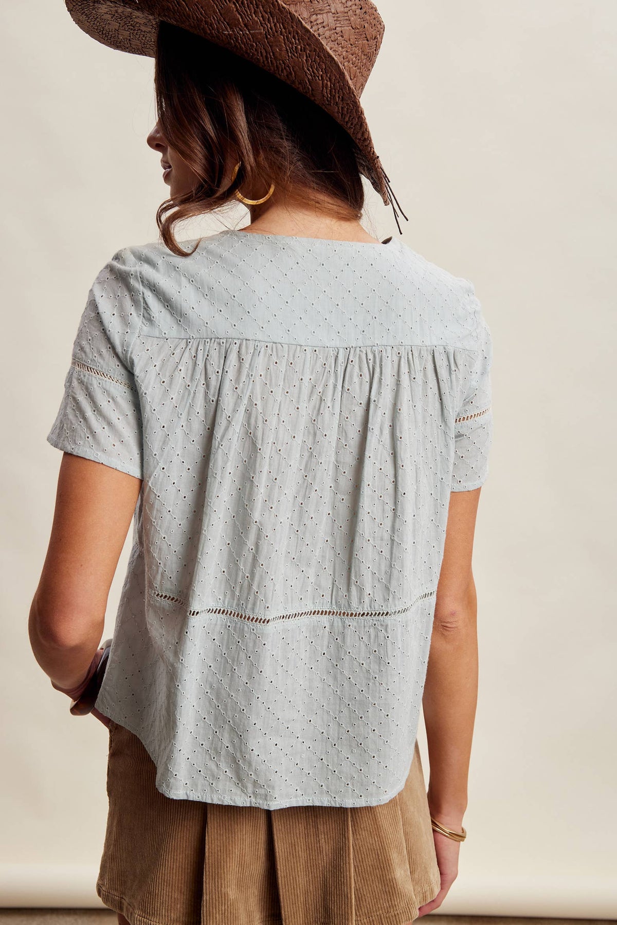 Blue Poppy Eyelet Blouse