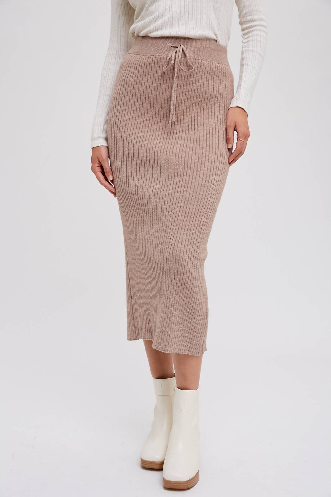 Ribbed Knit Midi Skirt