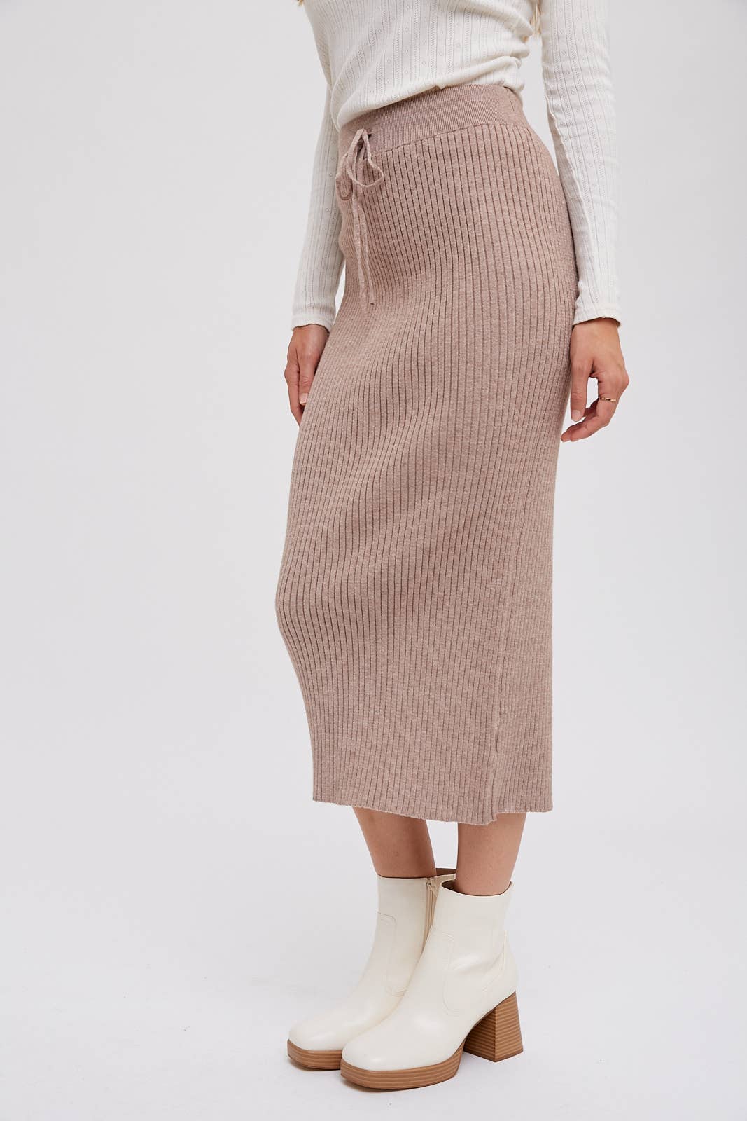 Ribbed Knit Midi Skirt