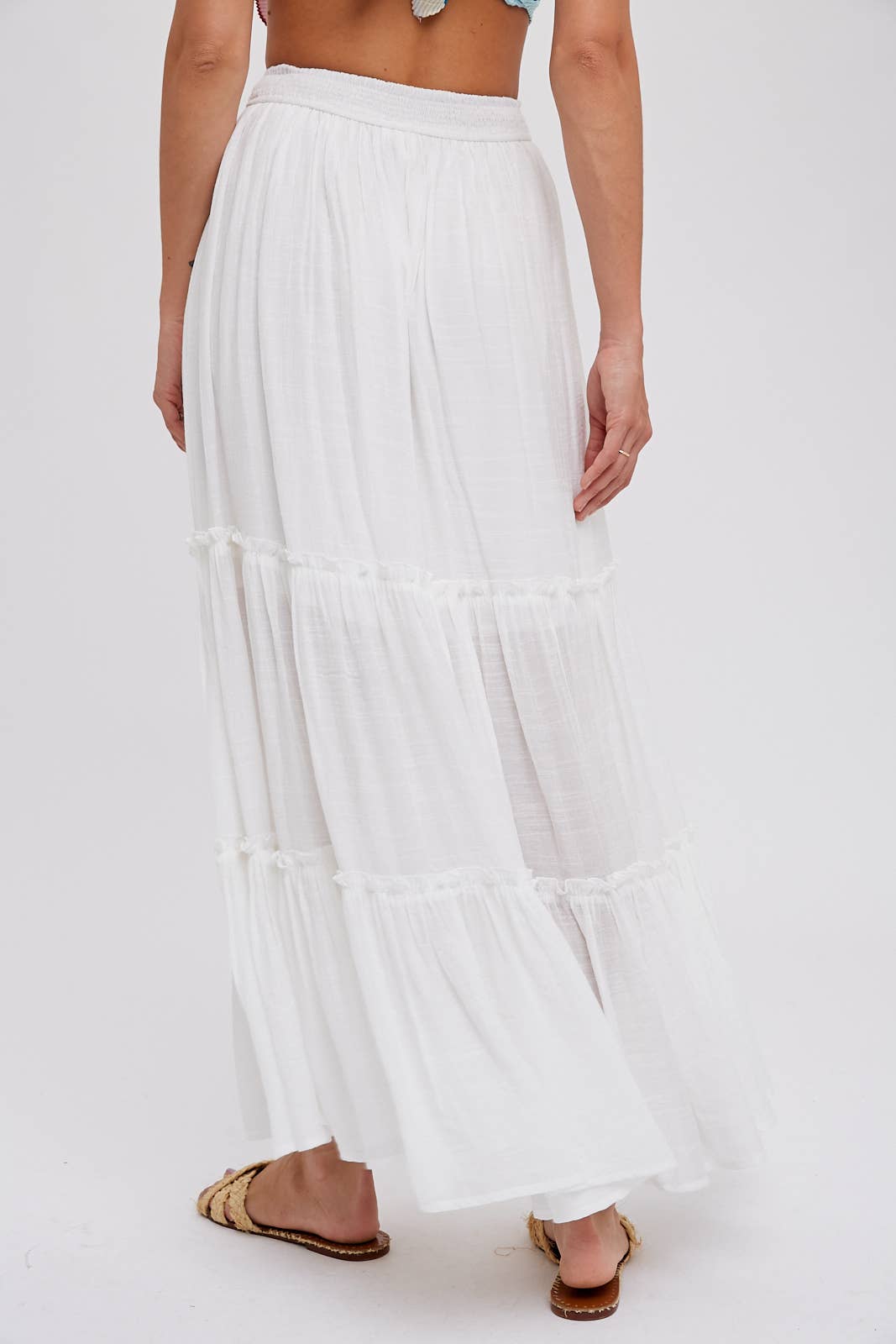 Tiered Ruffle Flowy Maxi Skirt