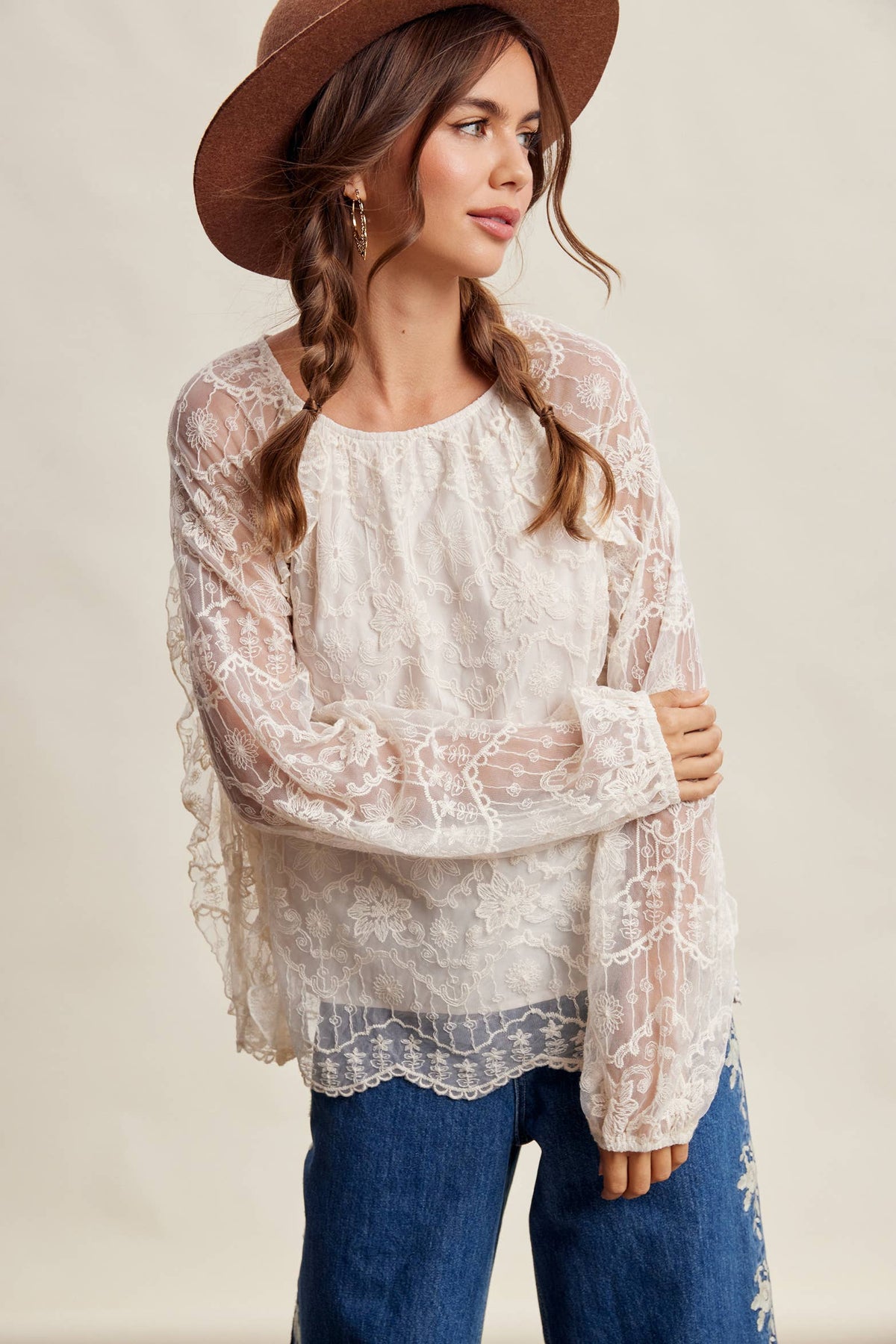 Bohemian Ruffled Lace Blouse