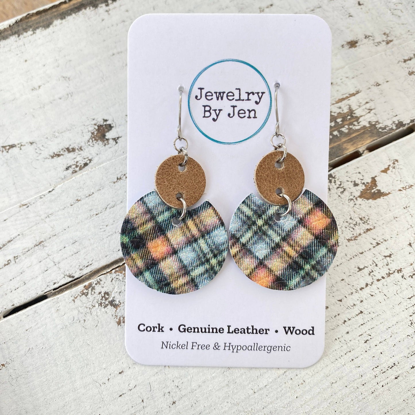 Luna Earrings (Medium): Tartan Plaid