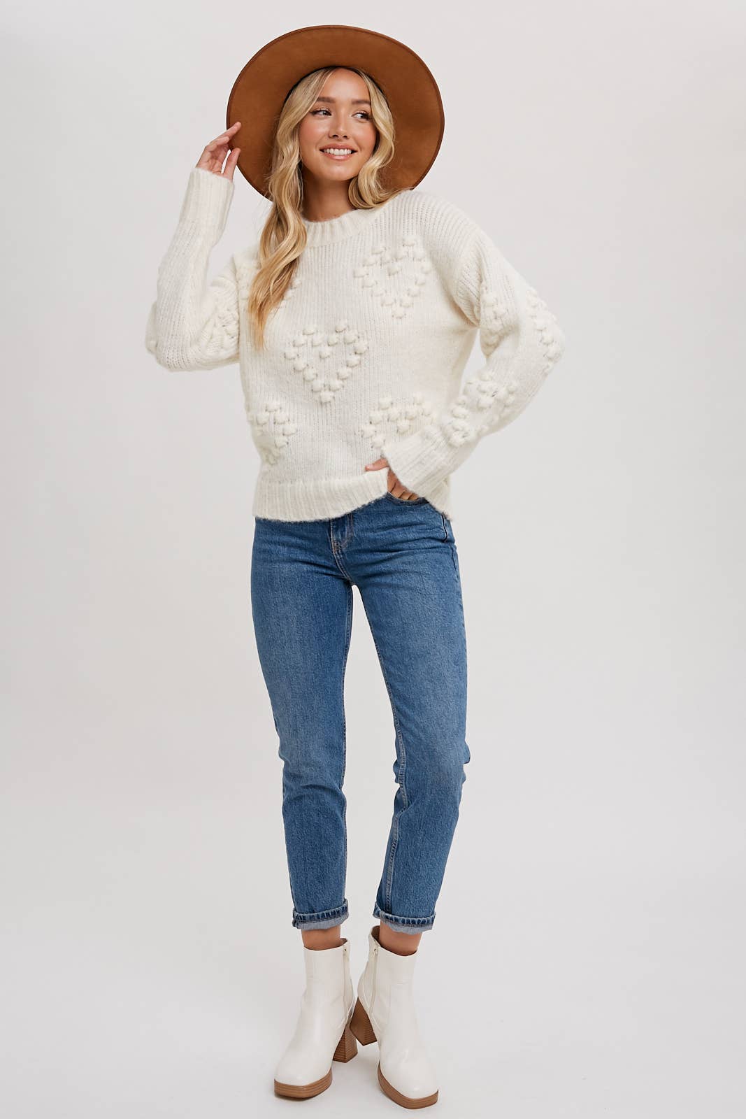 Heart Pom Pom Sweater