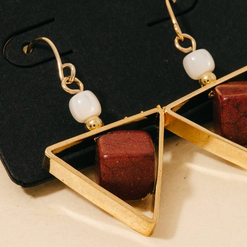 Cube And Triangle Dangle Drop Earrings