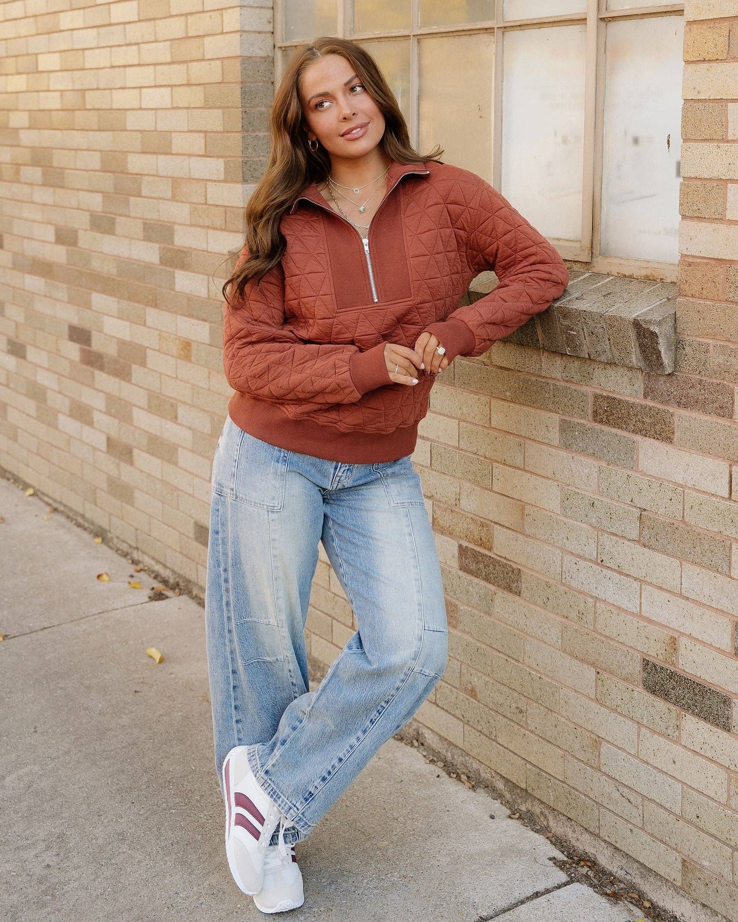 Quilted Pullover Sweatshirt