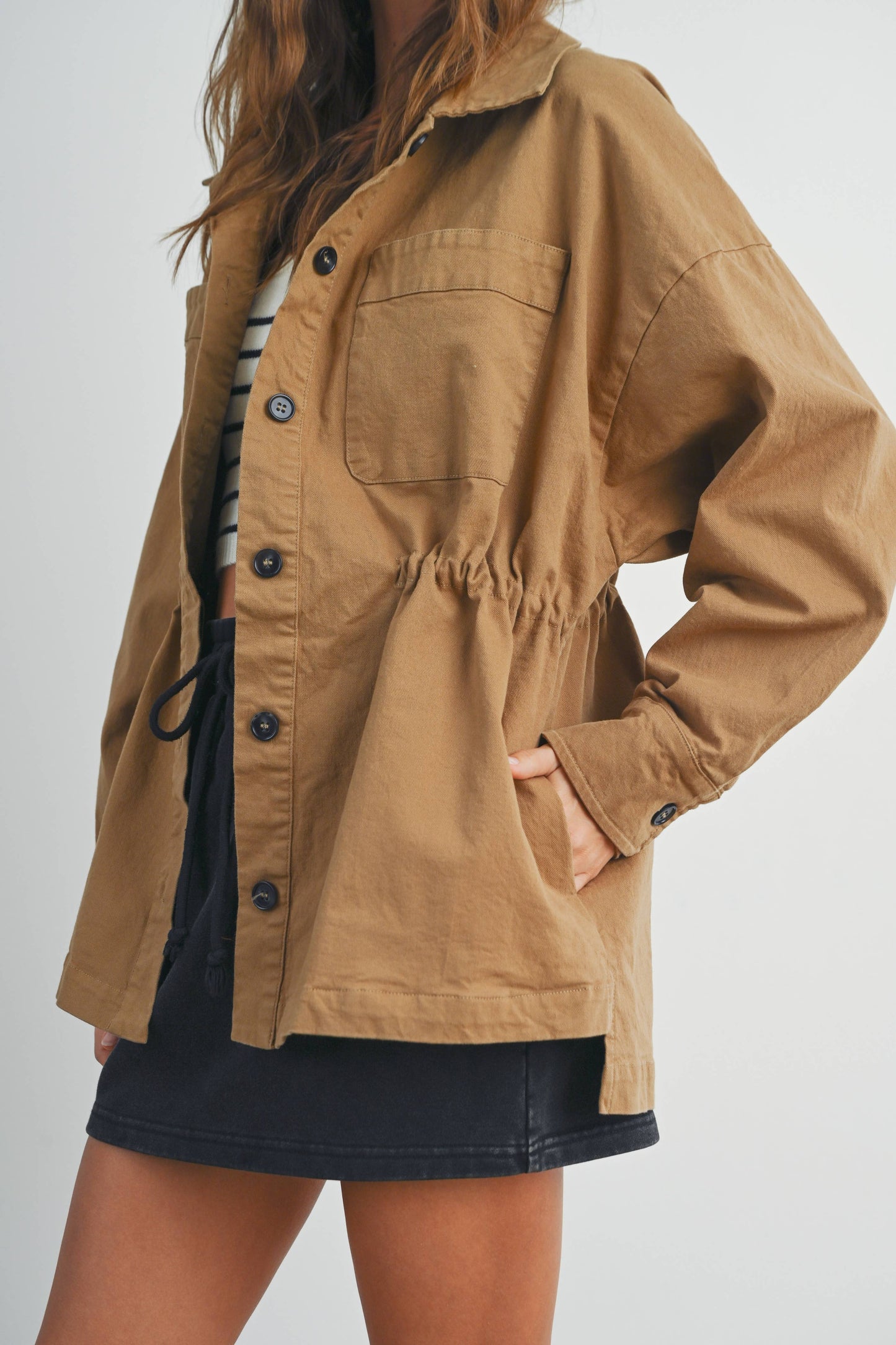 Fall Adjustable Waist Cotton Jacket