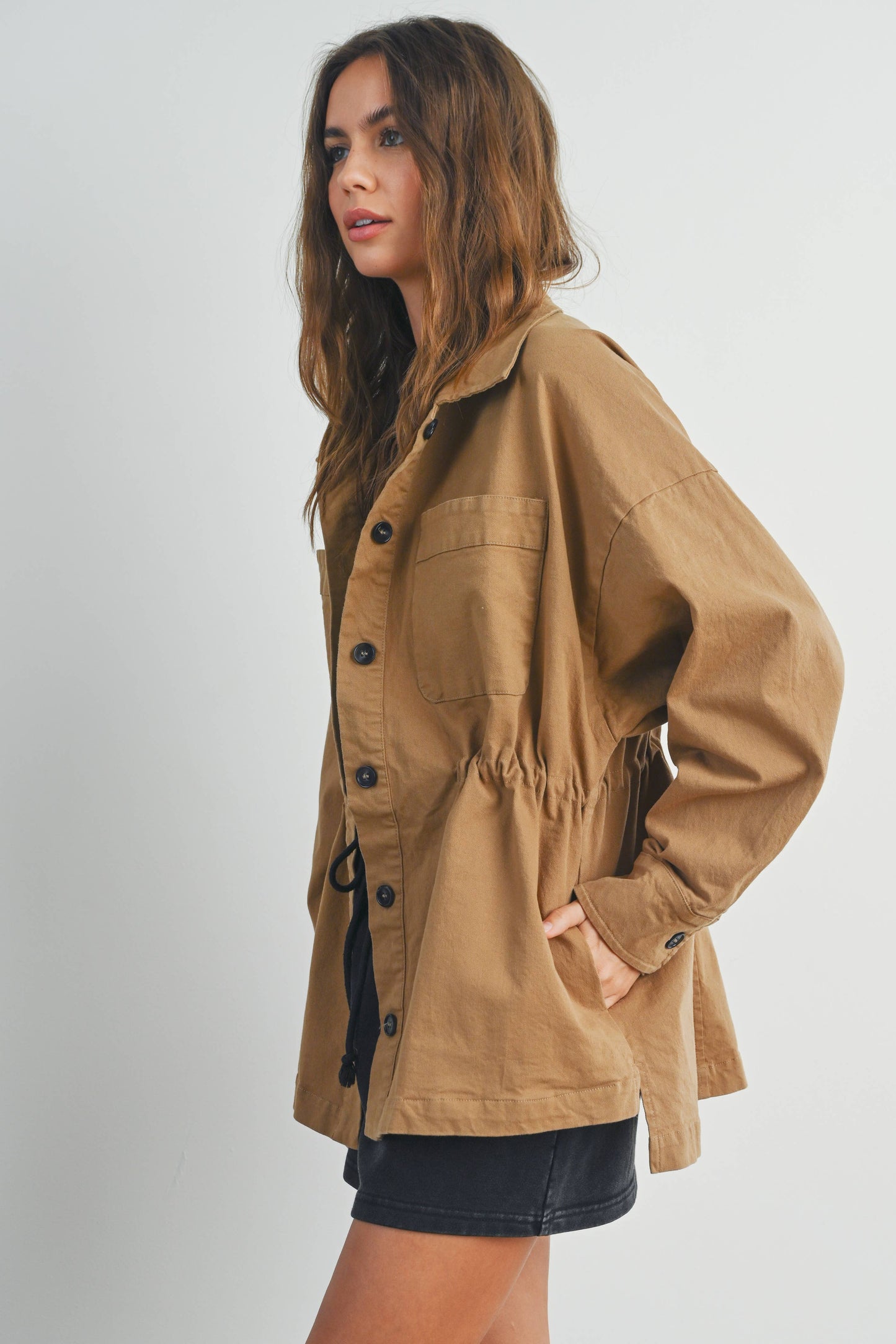 Fall Adjustable Waist Cotton Jacket